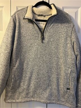 Orvis Men’s Gray Sherpa-Lined Quarter-Zip Sweater size L